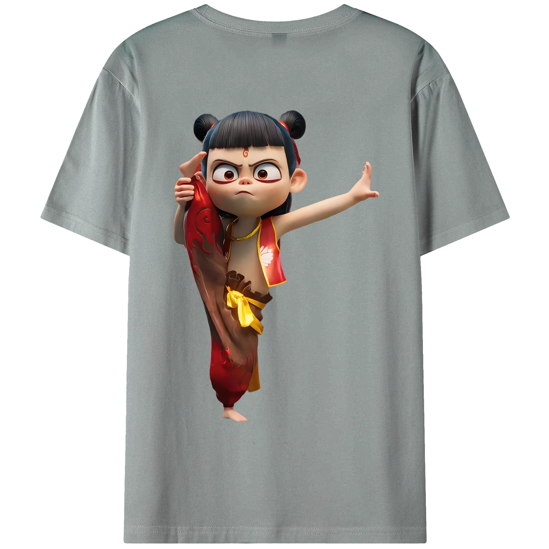 （画像用） Ne Zha 2 ナタ 魔童の大暴れ 綿100％ メンズ半袖Tシャツ（バックプリント） 通気性